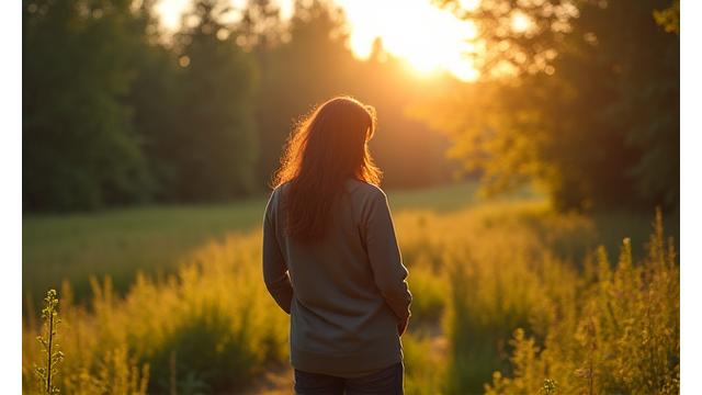 Person enjoying nature, looking away from a phone, symbolizing a digital detox